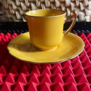 VINTAGE JAPANESE DEMITASSE TEACUP AND SAUCER IN YELLOW